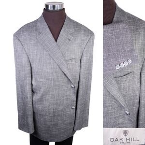Oak Hill Cotton Blazer Mens 2XL (50R 52R) Sports Coat Jacket Blazer Gray